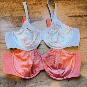 2 pieces Wacoal  855303 Underwire T-Shirt Bra Set Blue & Pink 40D